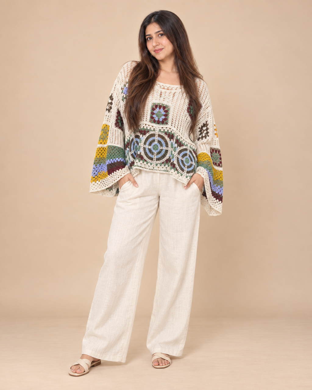 Multicolour Granny Square Crochet Top