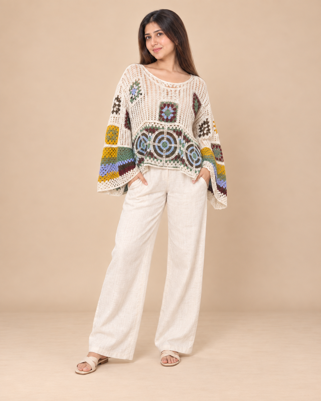 Multicolour Granny Square Crochet Top