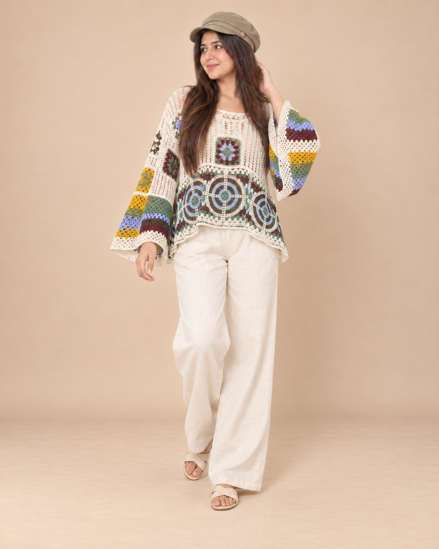 Multicolour Granny Square Crochet Top