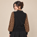Leopard Print Sleeve Knit Top