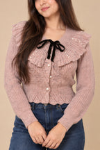 Rosé Bow Knit Cardigan