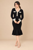 Belle Contrast Collar Midi Dress