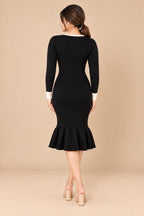 Belle Contrast Collar Midi Dress