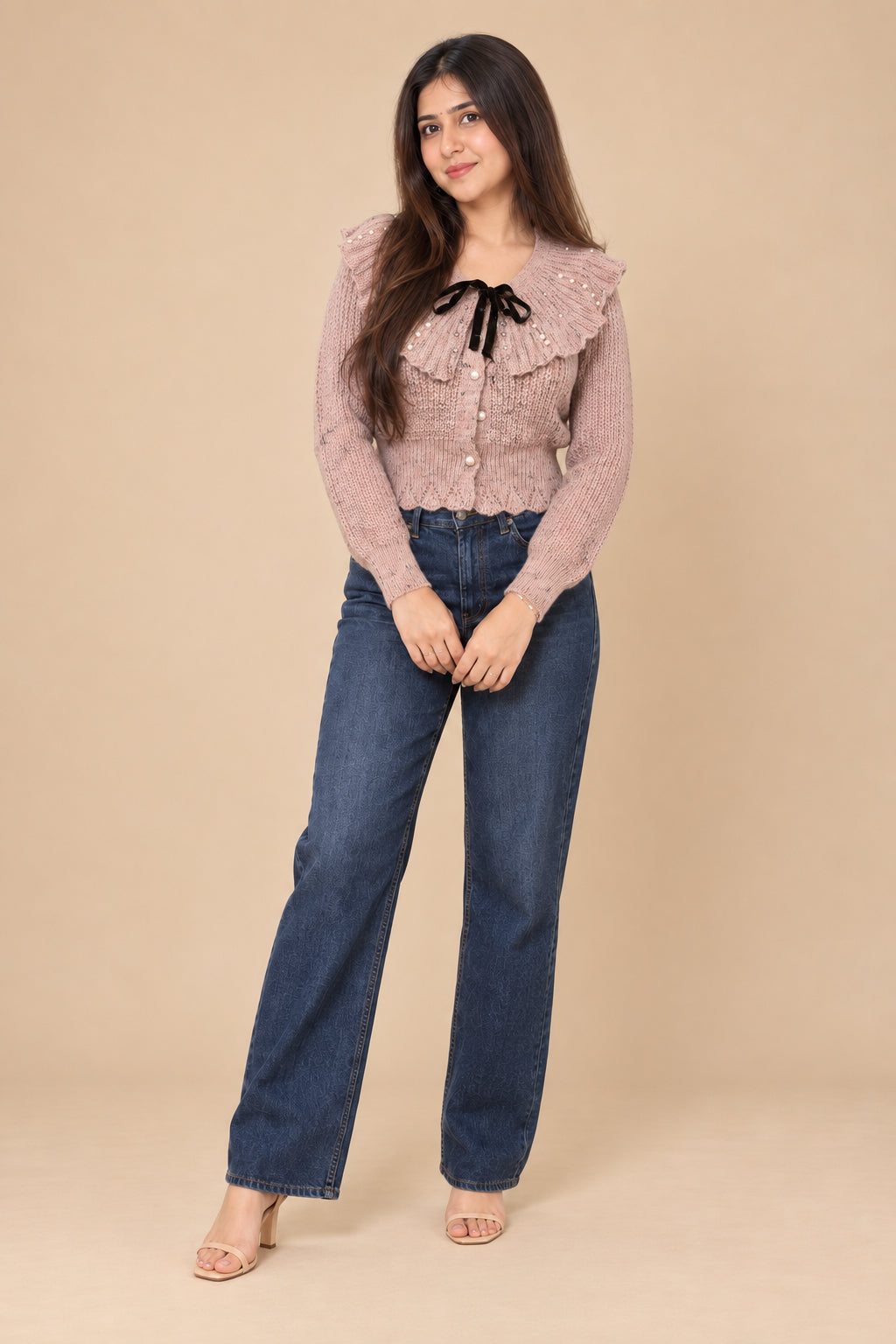 Rosé Bow Knit Cardigan