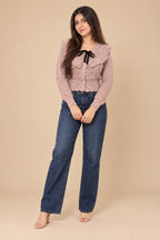 Rosé Bow Knit Cardigan