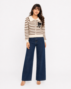 Striped Bow Cardigan