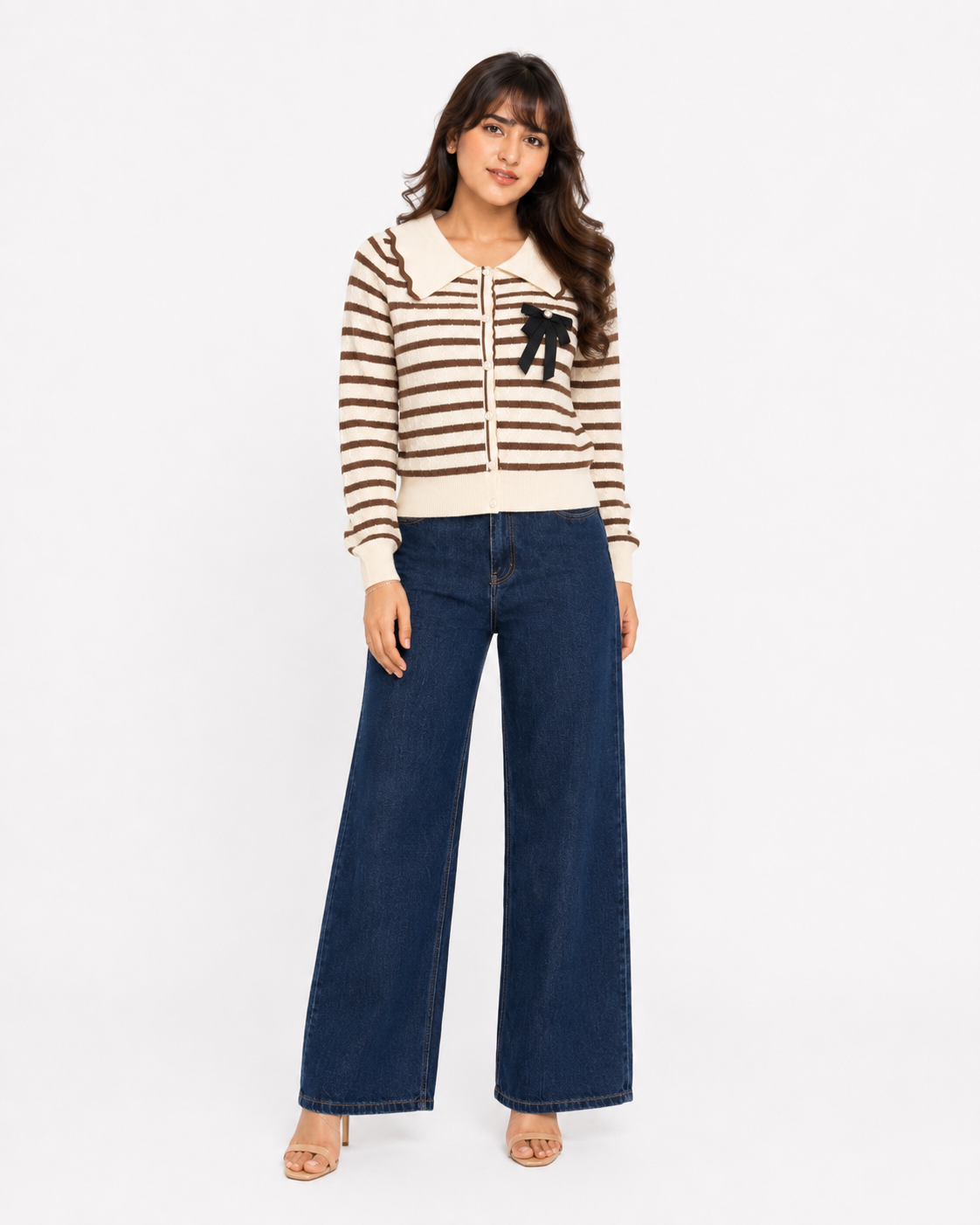 Striped Bow Cardigan