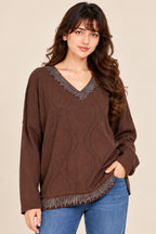 Cocoa Cable V-Neck Knit