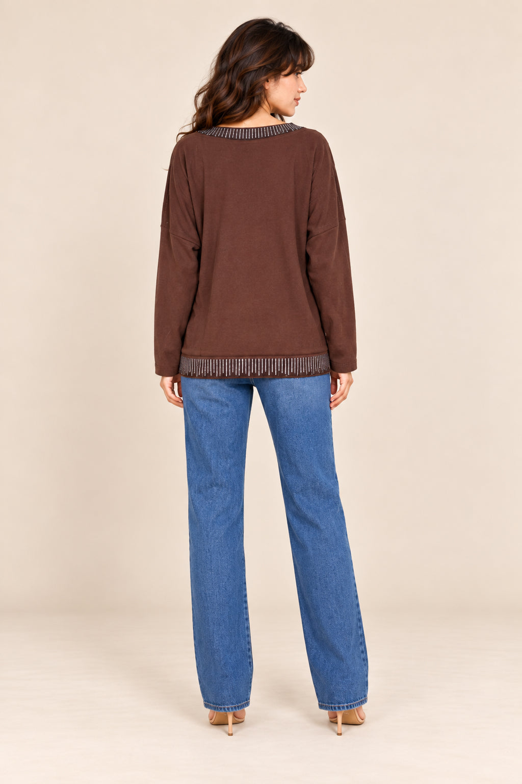 Cocoa Cable V-Neck Knit