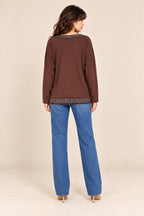 Cocoa Cable V-Neck Knit