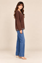 Cocoa Cable V-Neck Knit