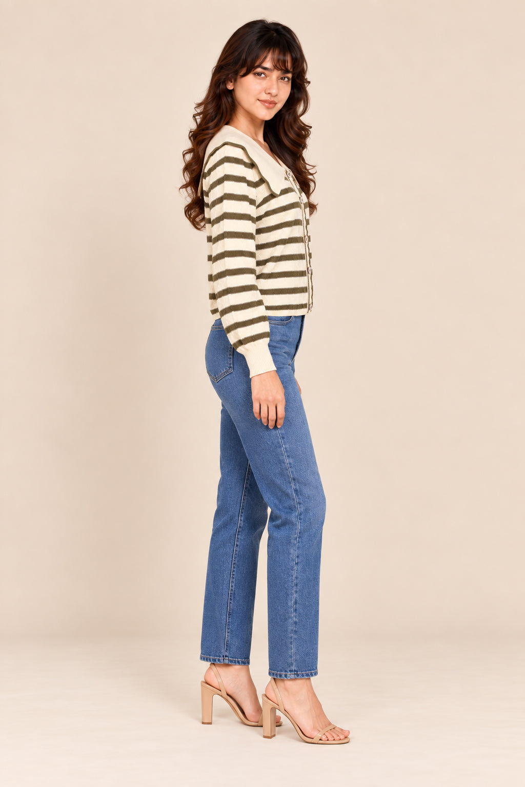 Latte Stripe Knit Cardigan