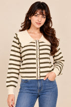 Latte Stripe Knit Cardigan