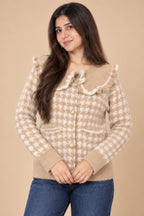 Champagne Check Knit Top