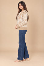 Champagne Check Knit Top