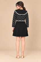Noir Pearl Trim Mini Dress