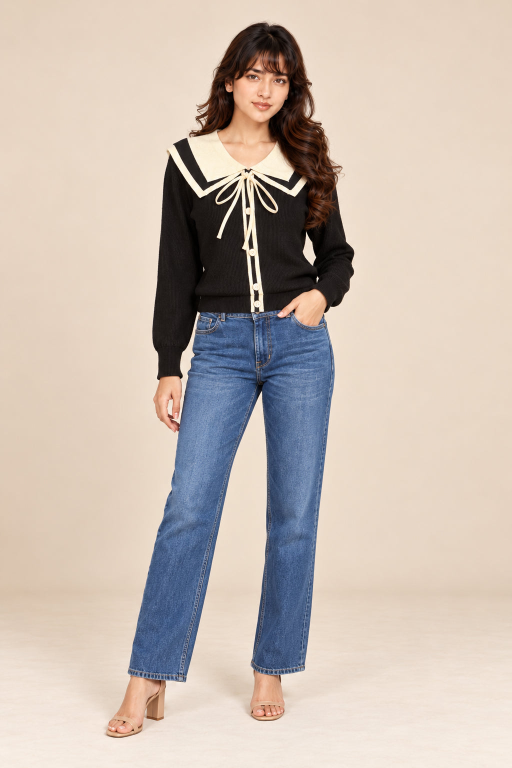 Paris Bow Tie Knit Top